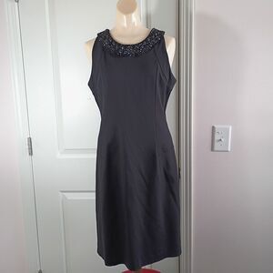 Banana Republic L'Wren Scott Collection Black Beaded Sheath Dress 10 Sleeveless